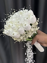 Lüks incili sararmayan lale Gelin Çiçeği