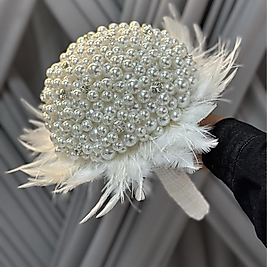 BEYAZ İNCİLİ TÜYLÜ GELİN ÇİÇEĞİ