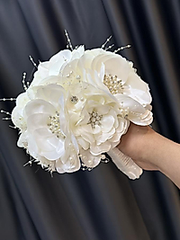 TAŞ DETAYLI ÖZEL GÜL GELİN ÇİÇEĞİ