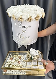 BEYAZ GÜLLÜ İSTEME ÇİÇEĞİ & İSTEME ÇİKOLATASI