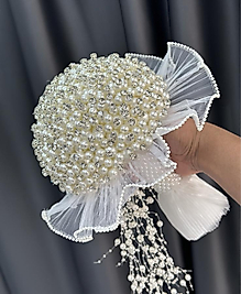 İNCİ TAŞLI TÜLLÜ GELİN ÇİÇEĞİ