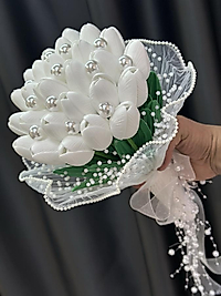 Sararmayan lale İnci Detaylı Gelin Çiçeği