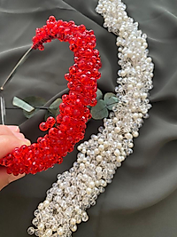 KIRMIZI VE KREM GELİN TACI