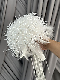 BEYAZ İNCİLİ TÜYLÜ GELİN ÇİÇEĞİ