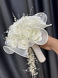 İncili gül buketi ( inci tüllü )