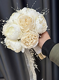 Somon & krem şakayık gelin Çiçeği