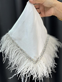 TÜYLÜ BEYAZ GELİN MENDİLİ
