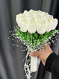 İnci detaylı Islak Lale Gelin Çiçeği