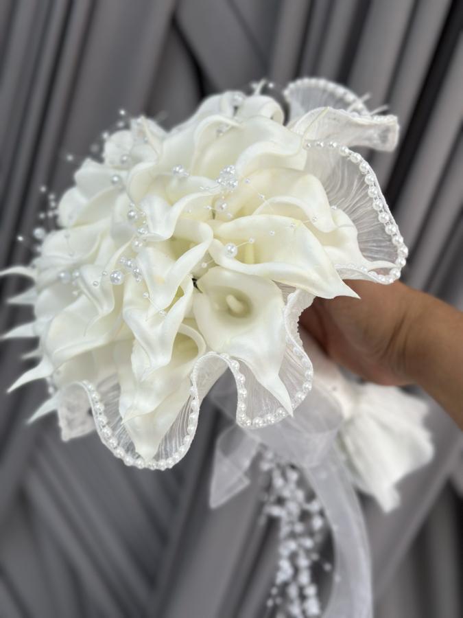 İNCİ TÜLLÜ ISLAK GALA GELİN ÇİÇEĞİ