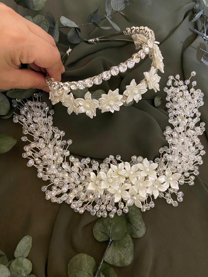 ÇİÇEKLİ TAÇ VE BANT MODEL ( İKİLİ )