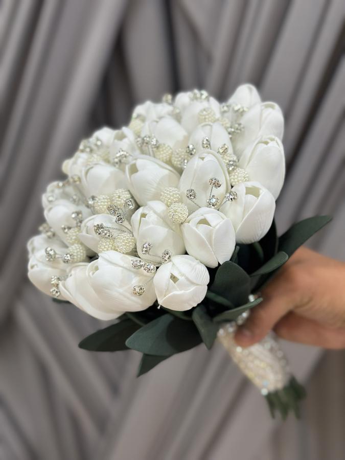 TAŞLI İNCİLİ SARARMAYAN LALE GELİN ÇİÇEĞİ