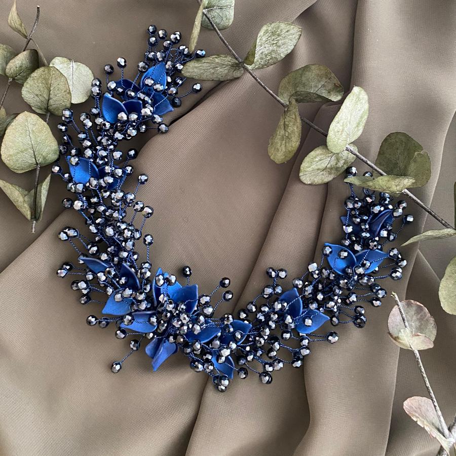 Yaprak detaylı Lacivert taç ( yeni model )